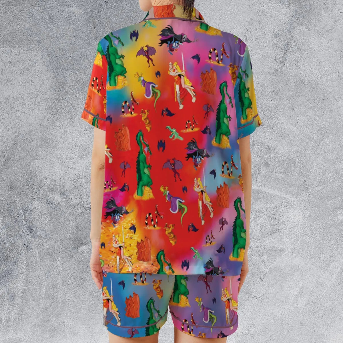Satin Short-Sleeve Pajamas Set - GH334XMP