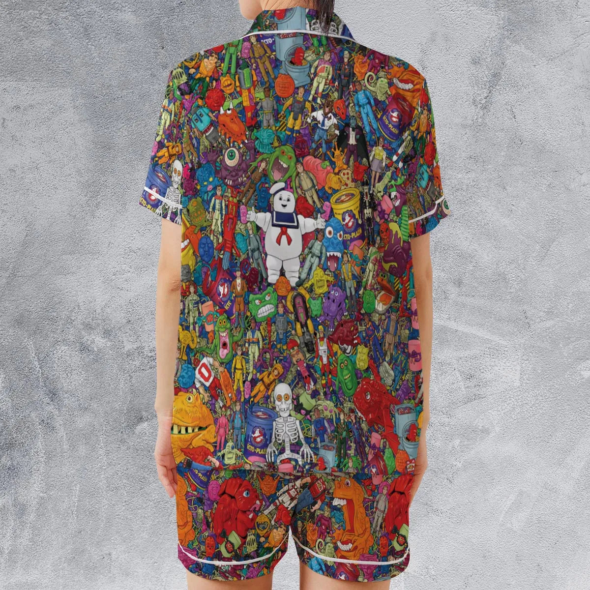 Satin Short-Sleeve Pajamas Set - QE5EFWVJ
