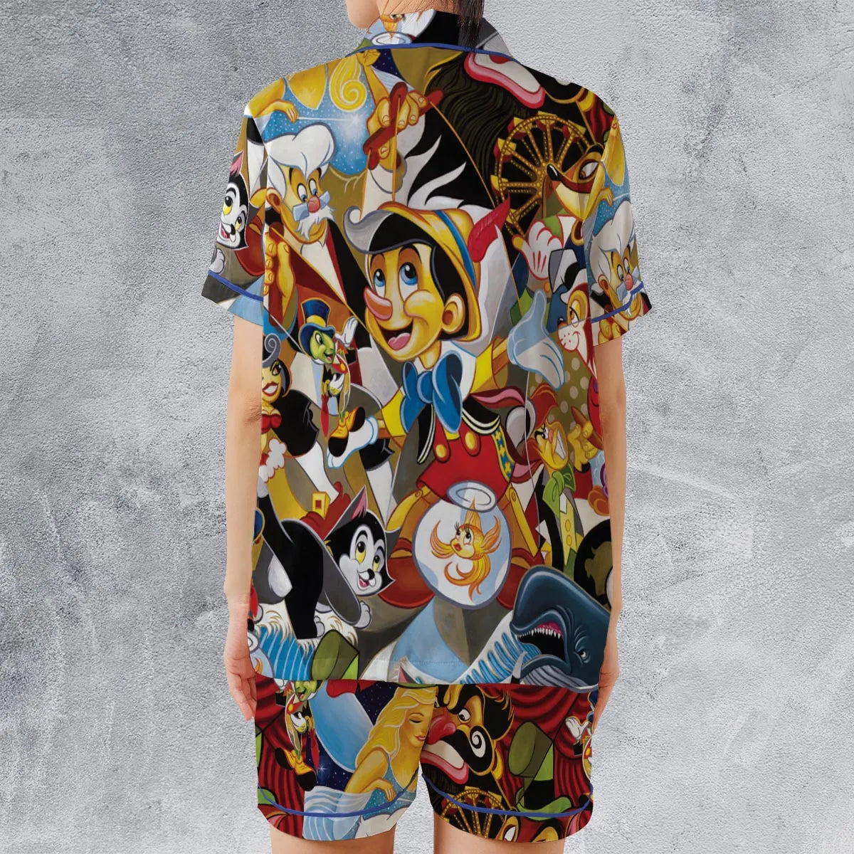 Satin Short-Sleeve Pajamas Set - FMJ1H2AE