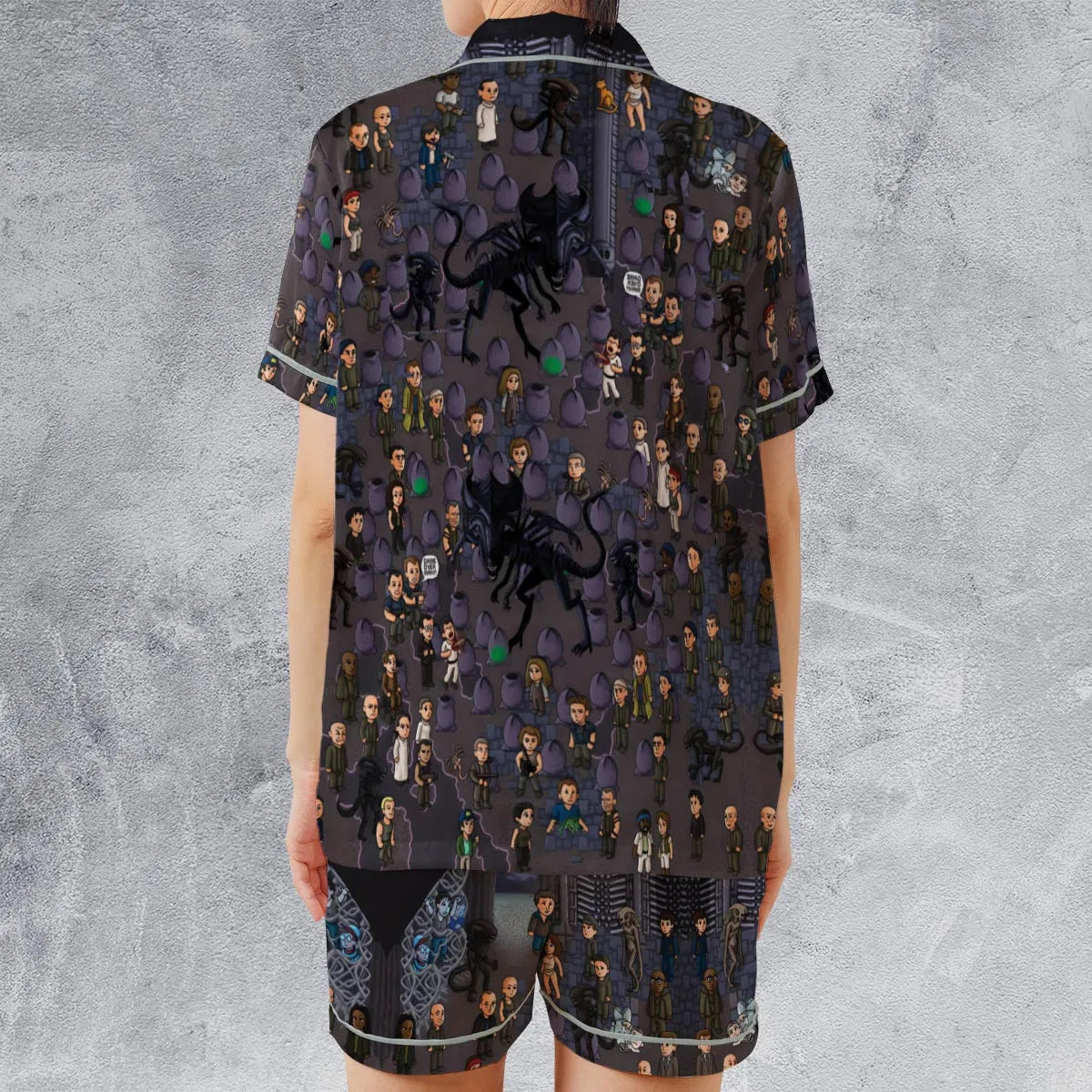 Satin Short-Sleeve Pajamas Set - UYNMSRSF