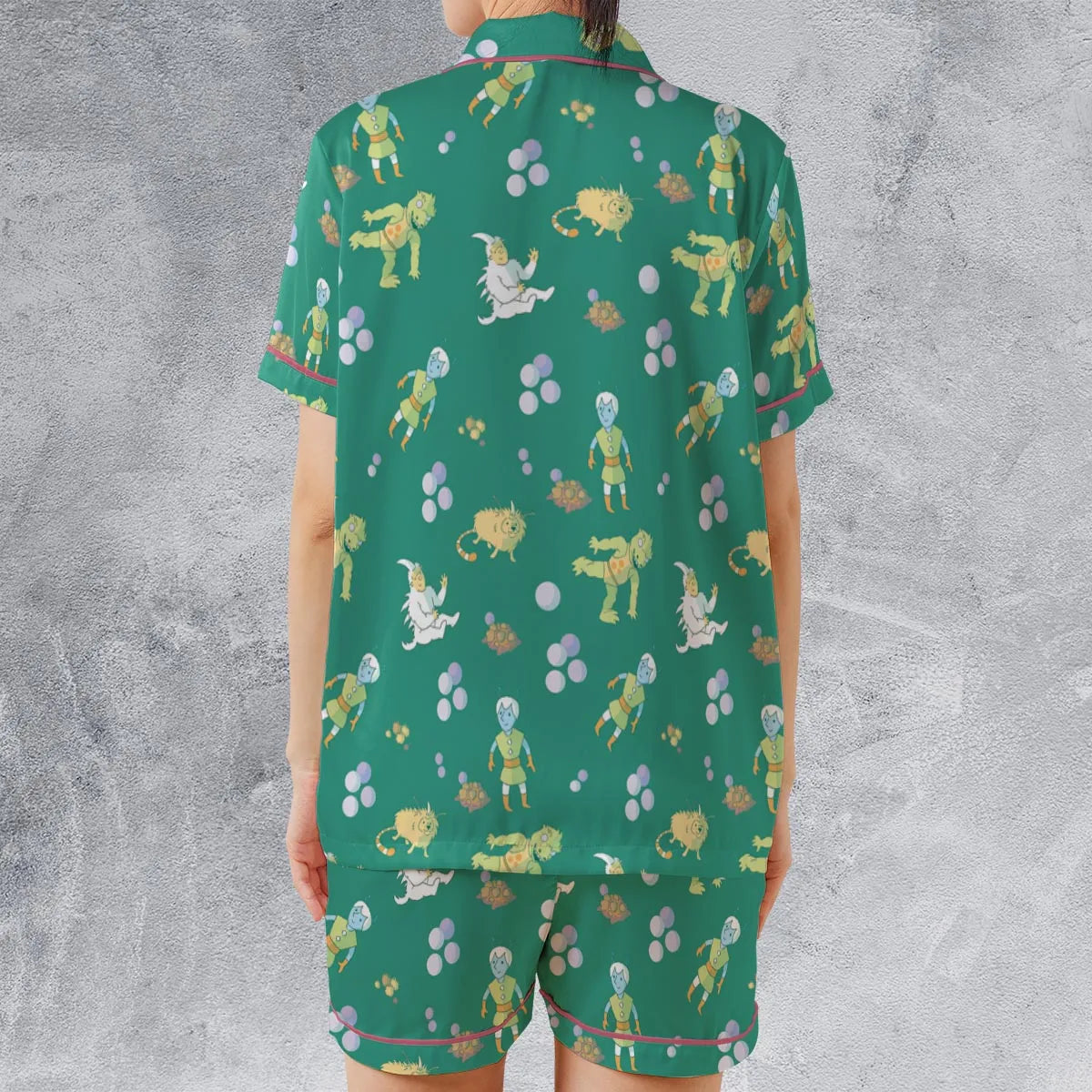 Satin Short-Sleeve Pajamas Set - 8FPHHMRM