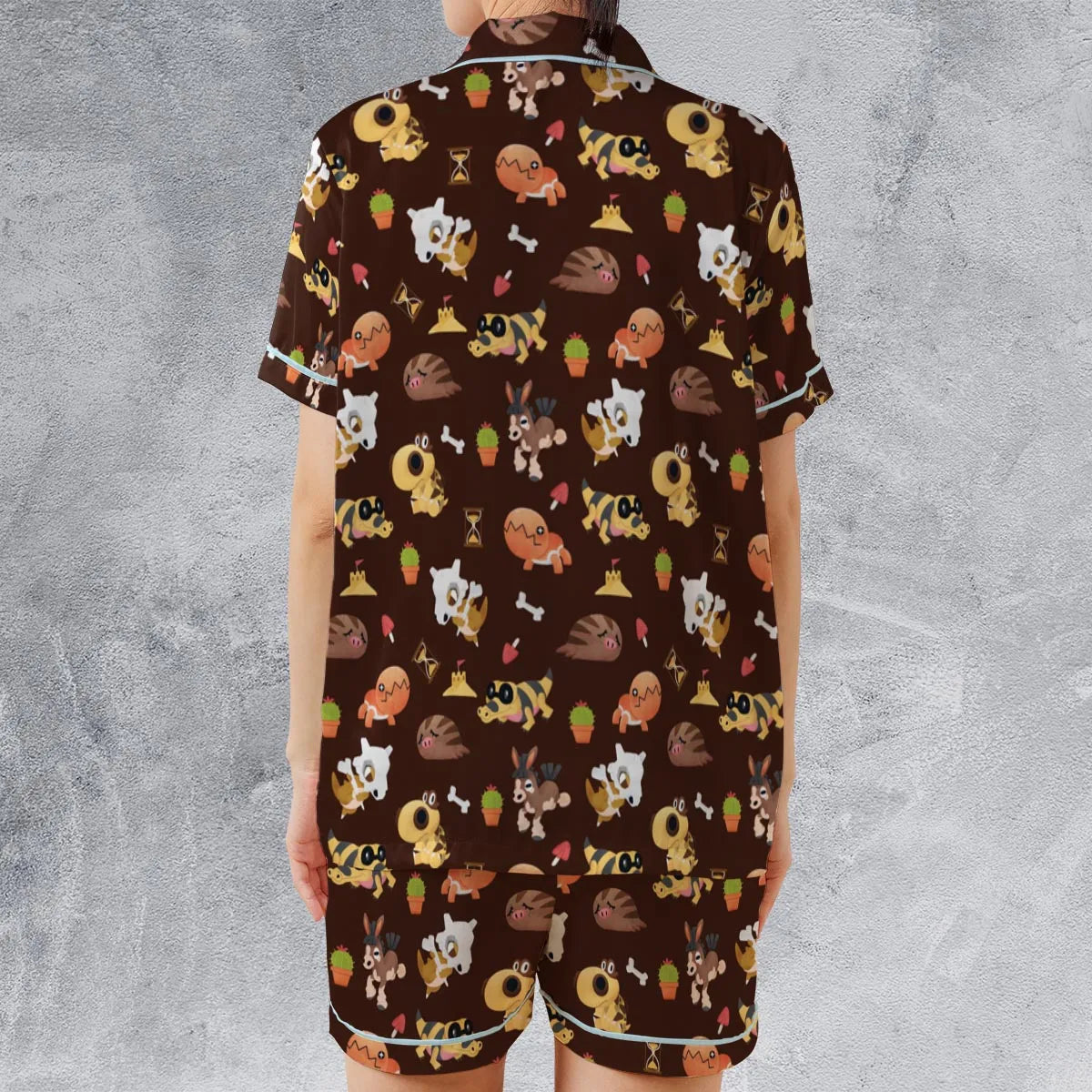Satin Short-Sleeve Pajamas Set - MUAR3V9B