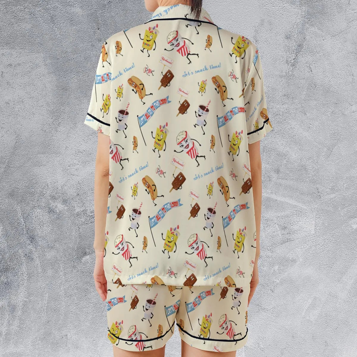 Satin Short-Sleeve Pajamas Set - 442596S3