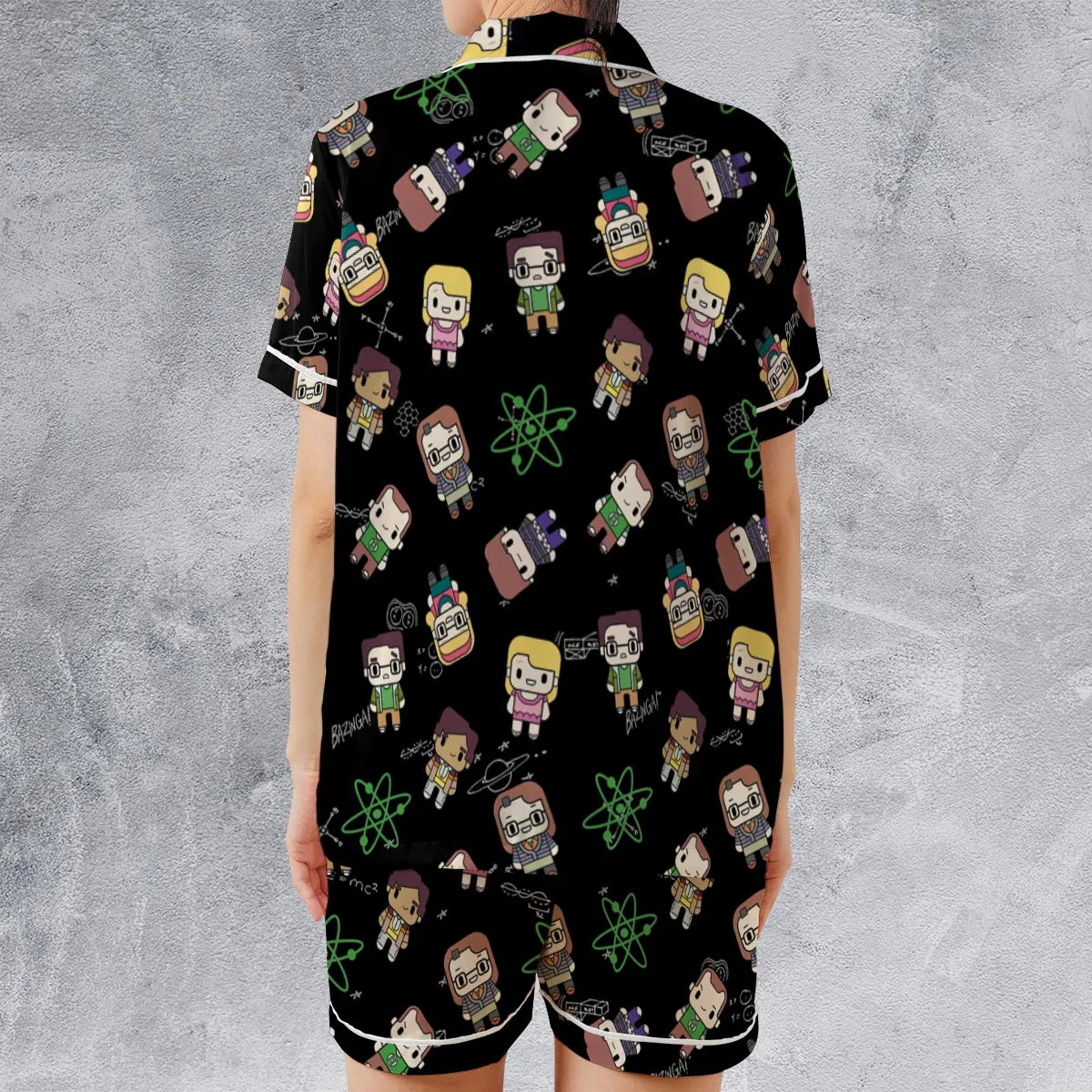 Satin Short-Sleeve Pajamas Set - UVXGL42Q