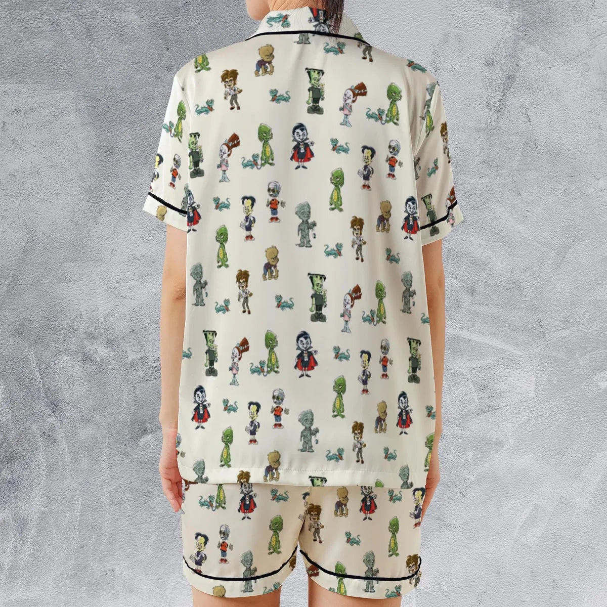 Satin Short-Sleeve Pajamas Set - 4BU8T1TT