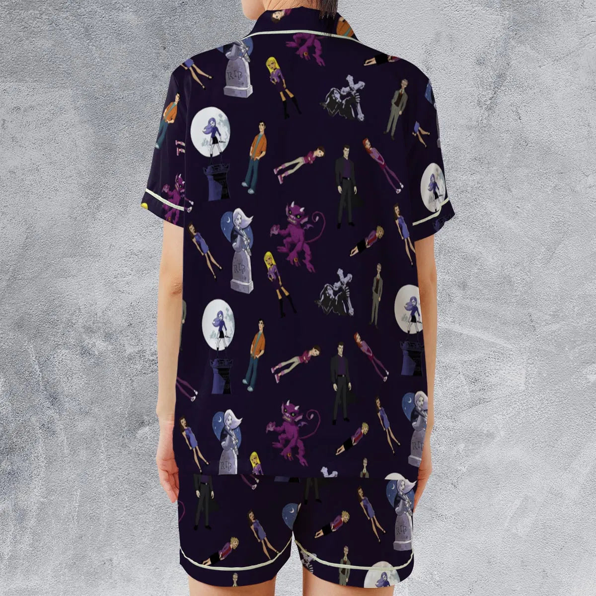 Satin Short-Sleeve Pajamas Set - 5UKCB3ZE