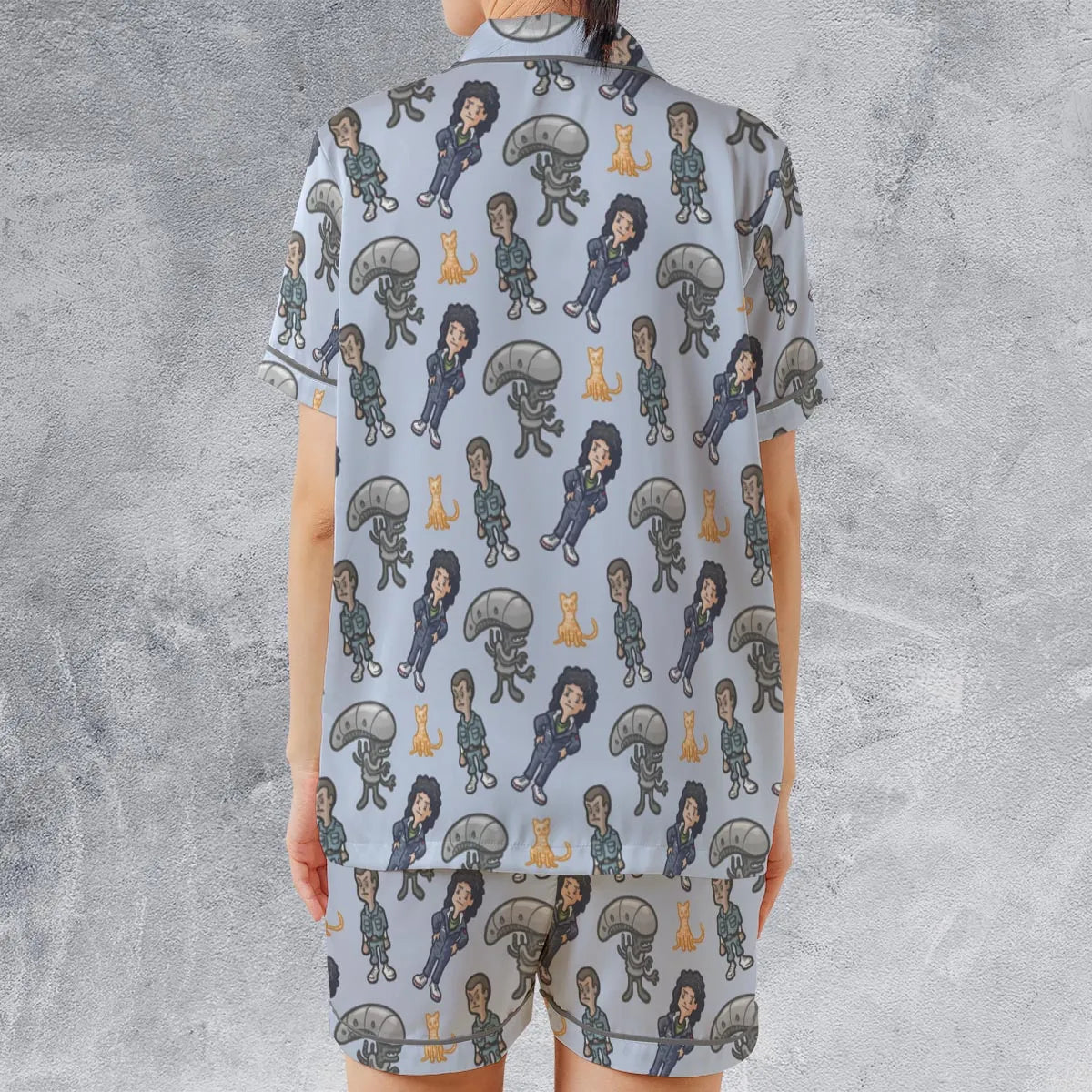 Satin Short-Sleeve Pajamas Set - P3SMFJTU