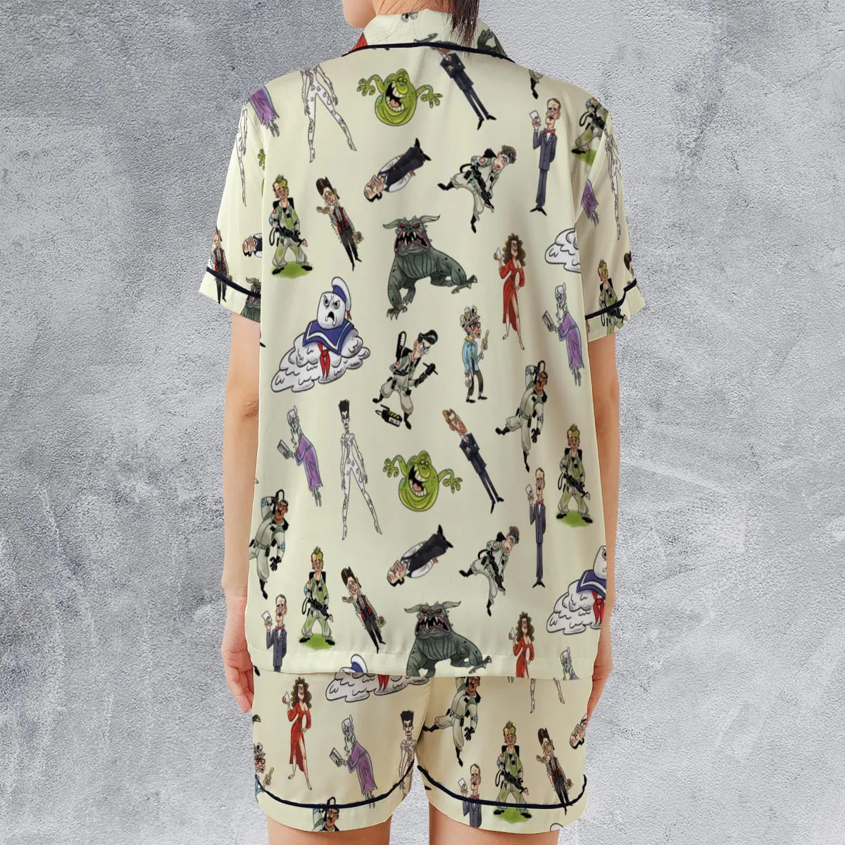 Satin Short-Sleeve Pajamas Set - RFYWZTH2