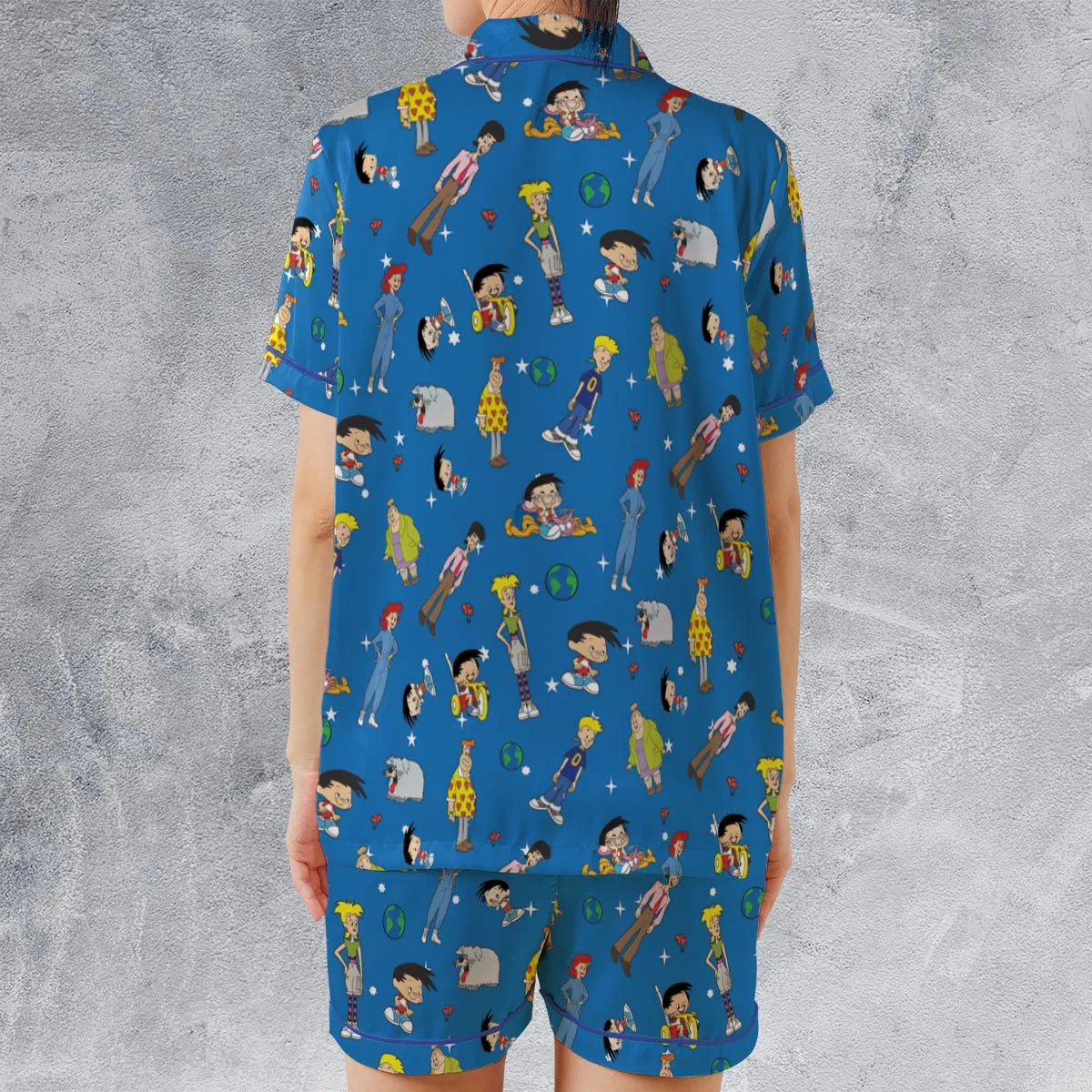 Satin Short-Sleeve Pajamas Set - DDREGSNQ