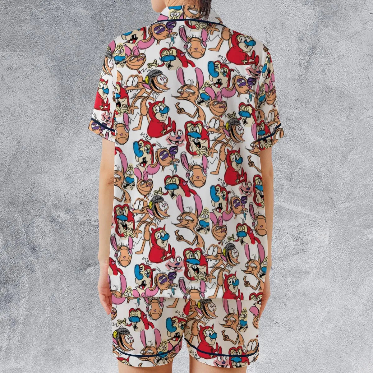 Satin Short-Sleeve Pajamas Set - ECU4D824