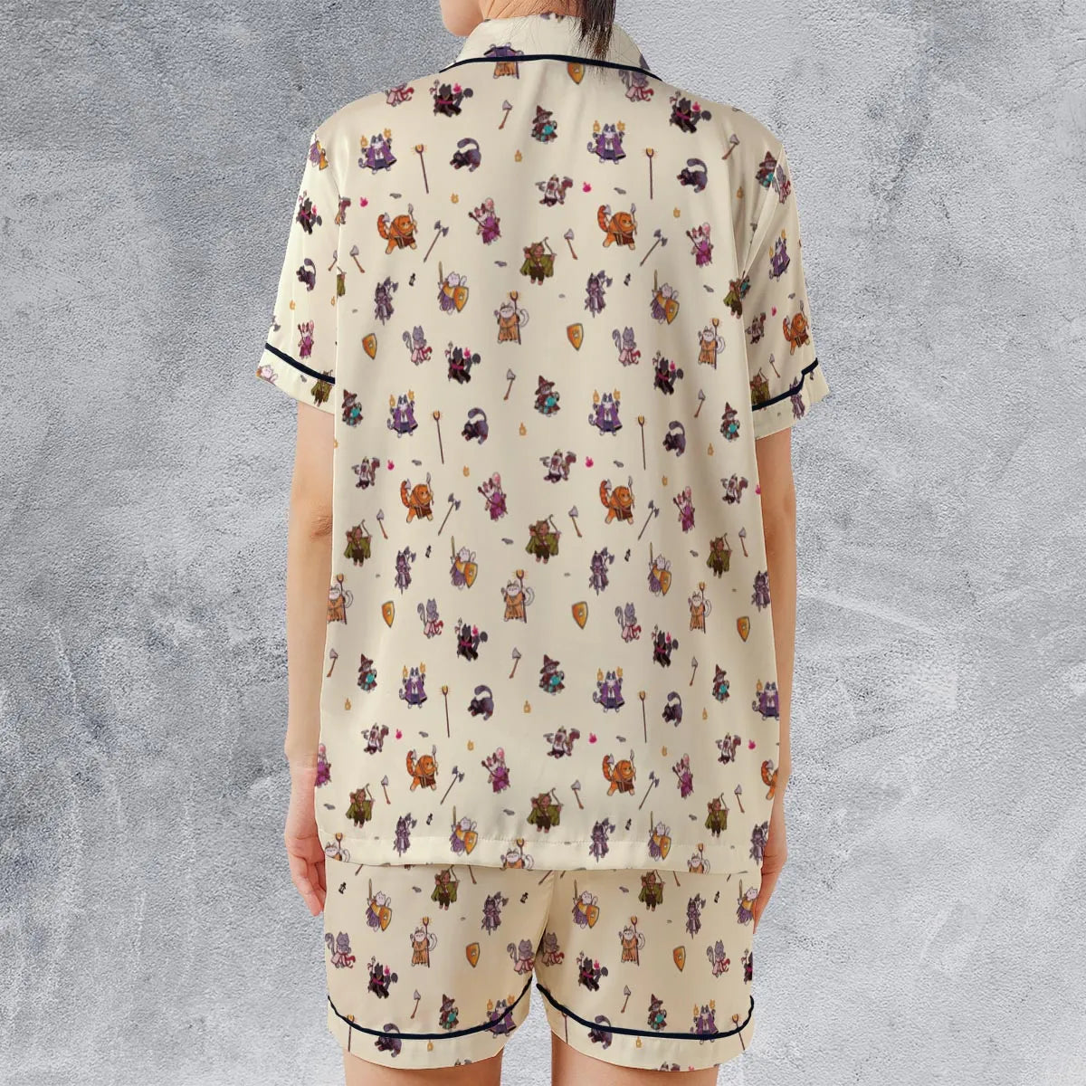 Satin Short-Sleeve Pajamas Set - L8SN1LYW