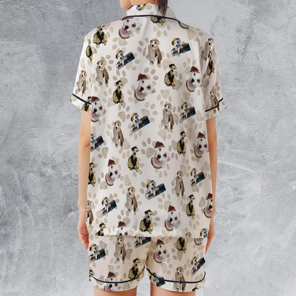 Satin Short-Sleeve Pajamas Set - PF8ZF415