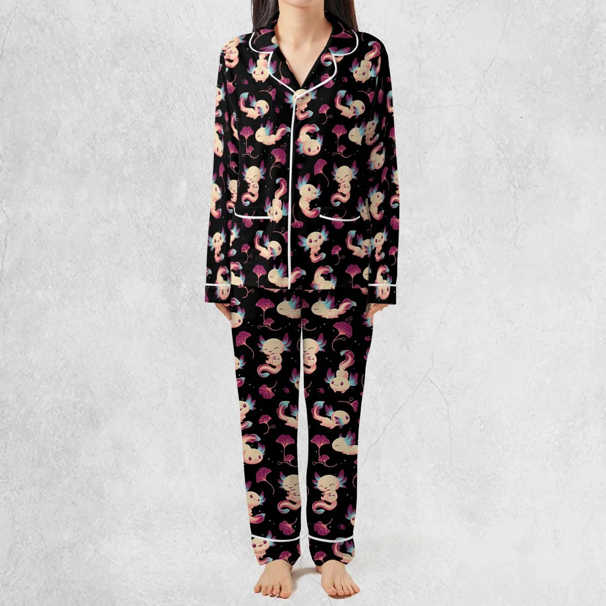 Axolotl Wonders Cute Salamanders Pattern Pajamas Set