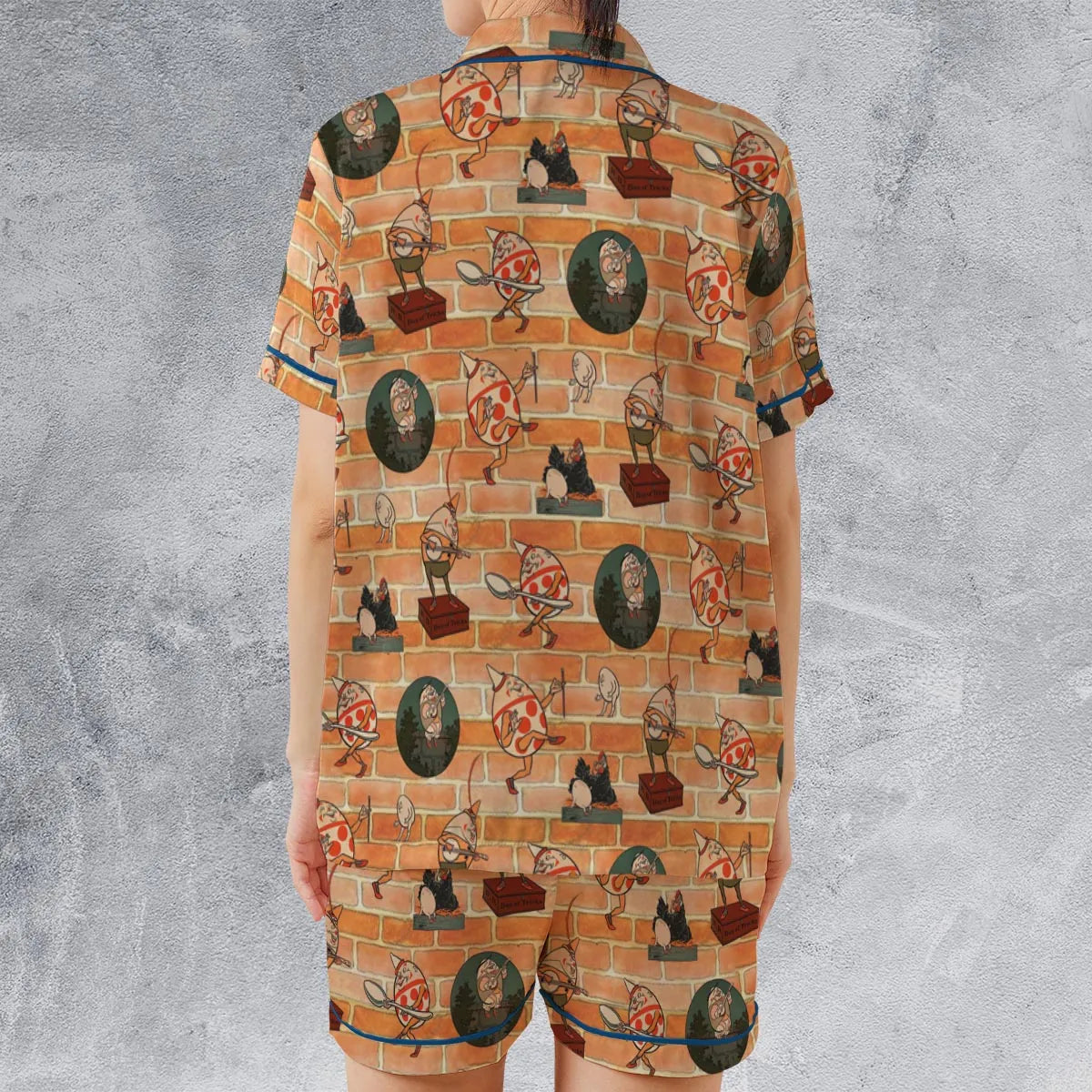 Satin Short-Sleeve Pajamas Set - CKE1ZXB8