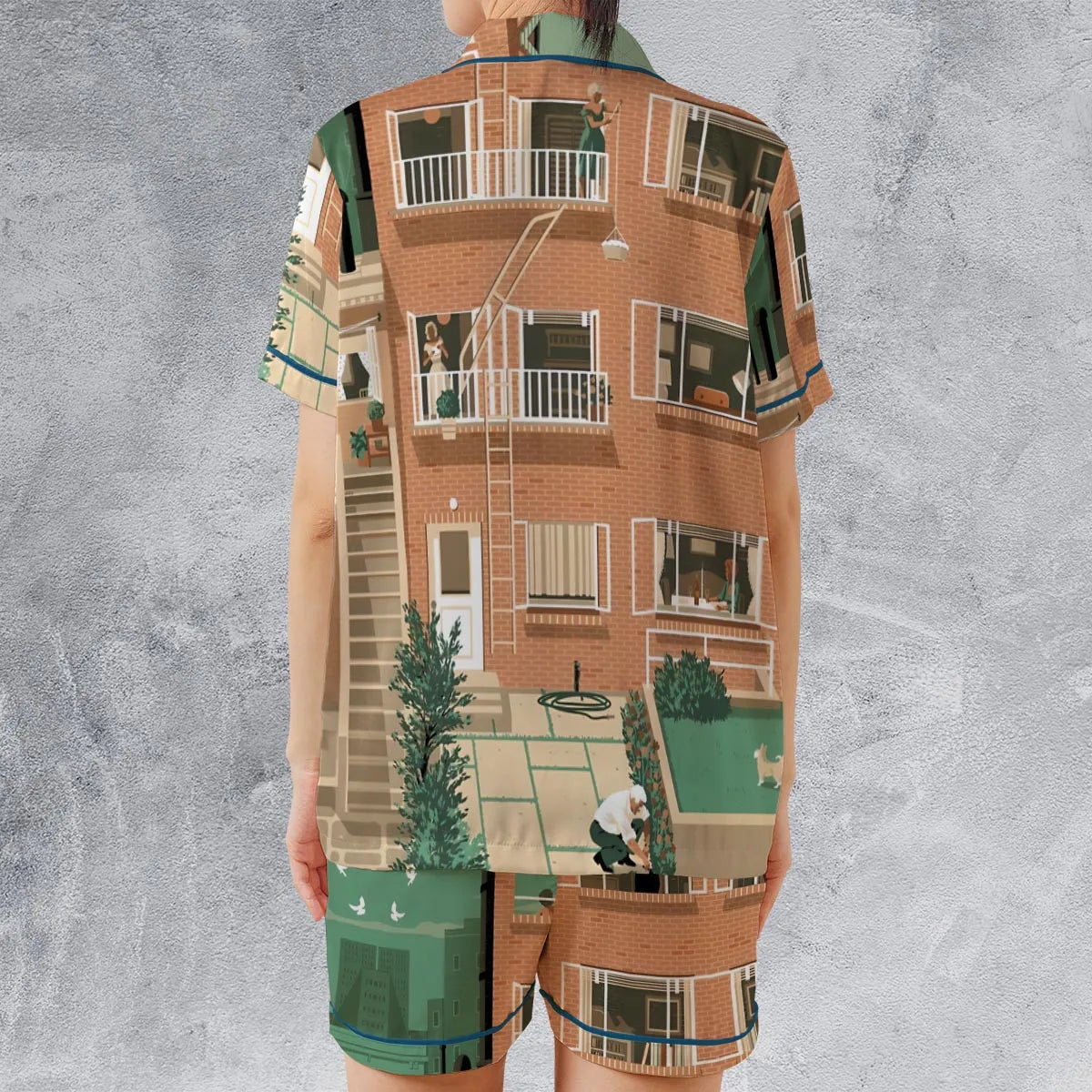 Satin Short-Sleeve Pajamas Set - QQTKJEKY
