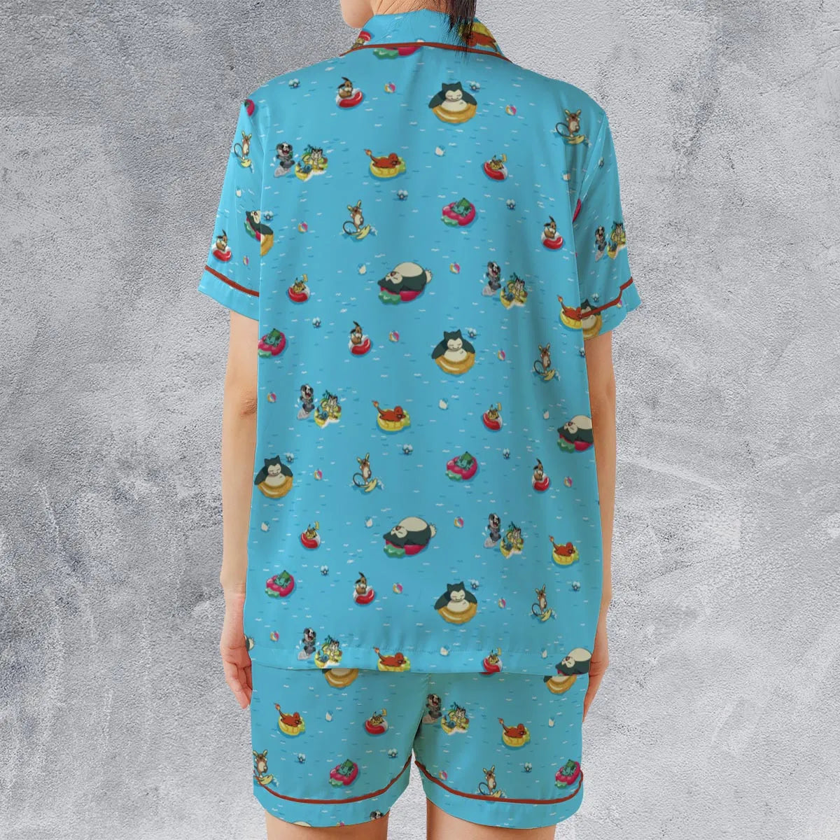 Satin Short-Sleeve Pajamas Set - XQ5KCL1X