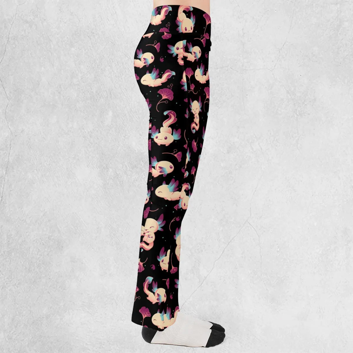 Axolotl Wonders Cute Salamanders Pattern Flare Leggings