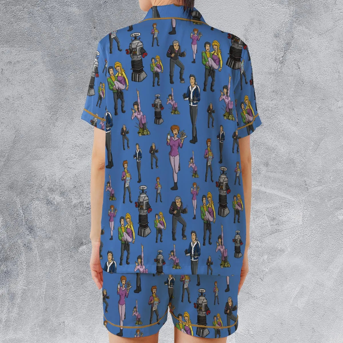 Satin Short-Sleeve Pajamas Set - B5A5SMH8