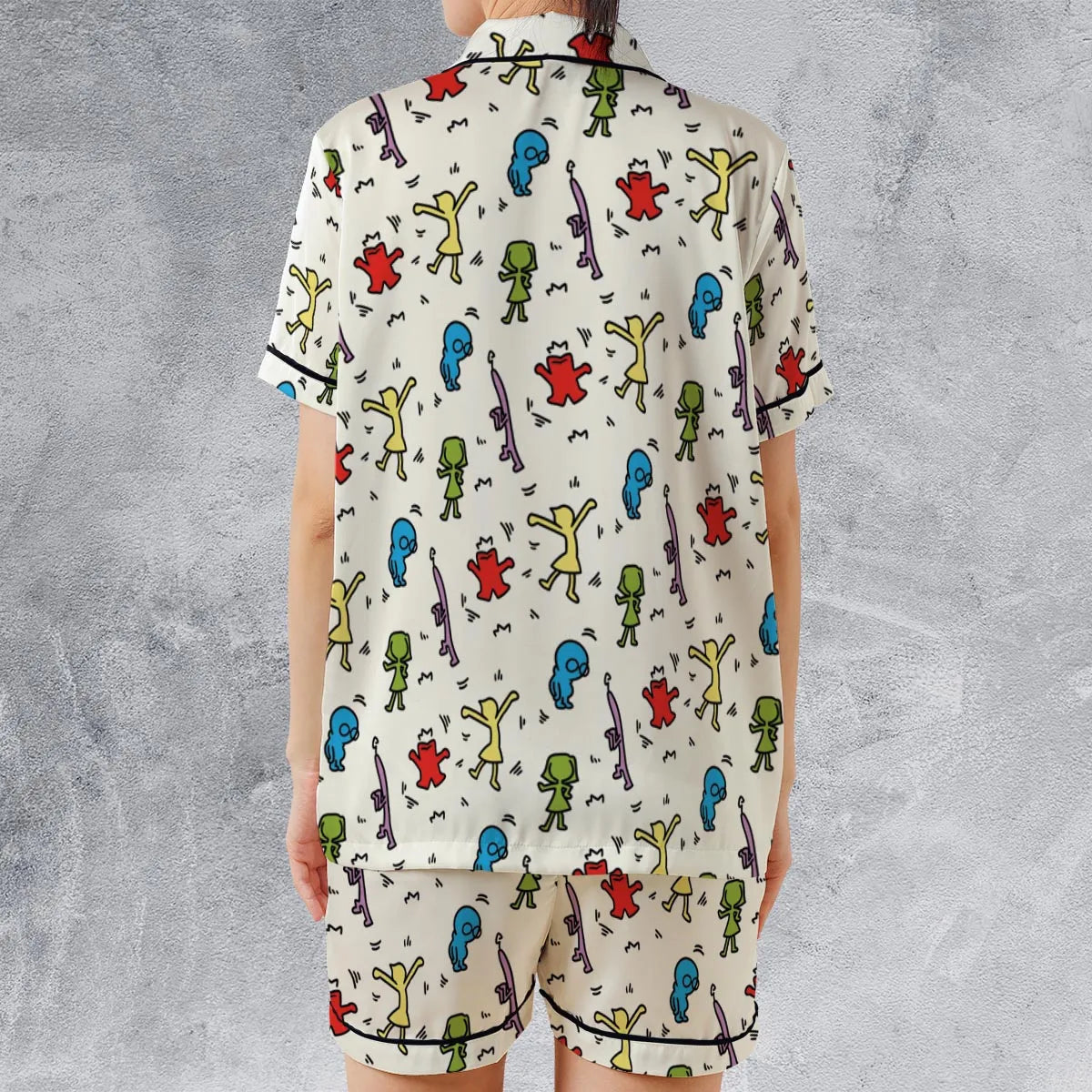 Satin Short-Sleeve Pajamas Set - TFJVTCK1