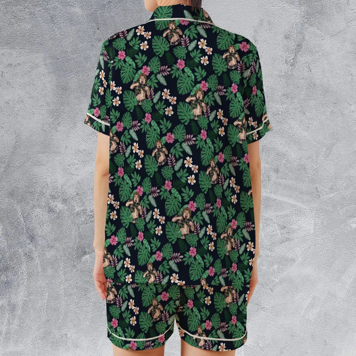Satin Short-Sleeve Pajamas Set - E33SUGJK