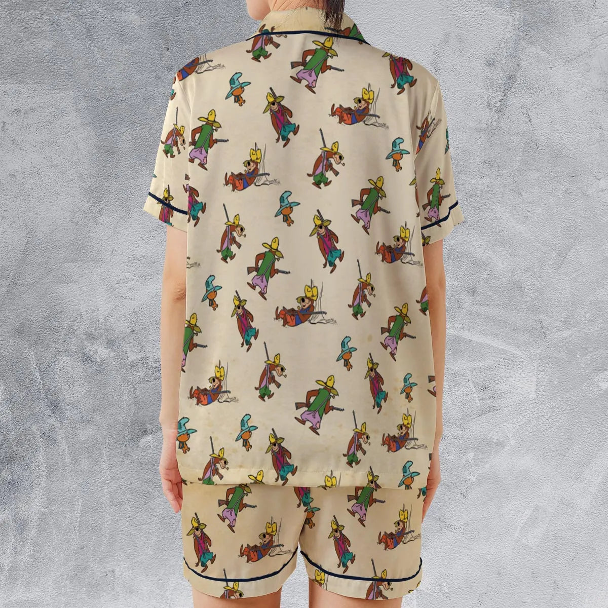 Satin Short-Sleeve Pajamas Set - YZB7PV5S
