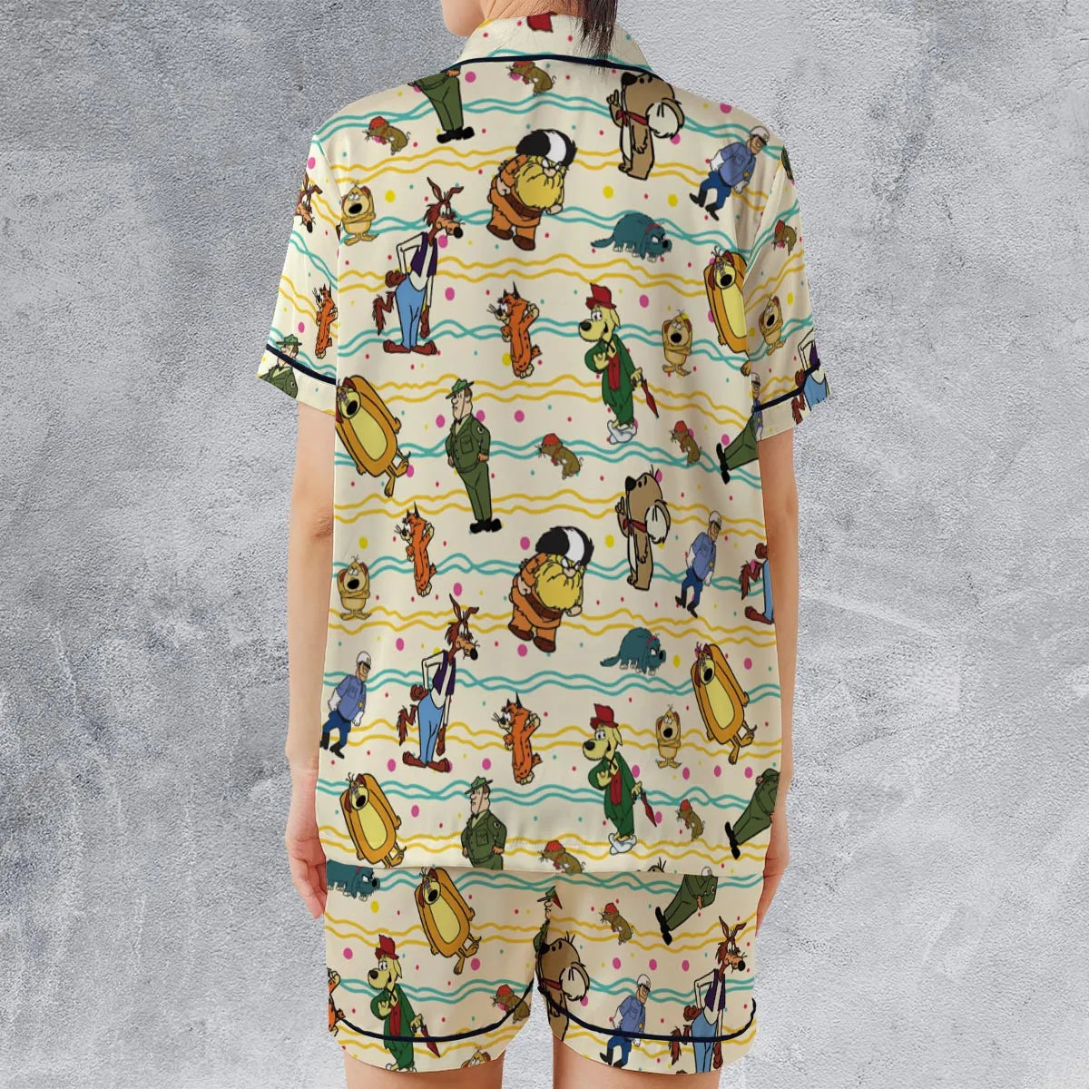 Satin Short-Sleeve Pajamas Set - QSRM8FTY