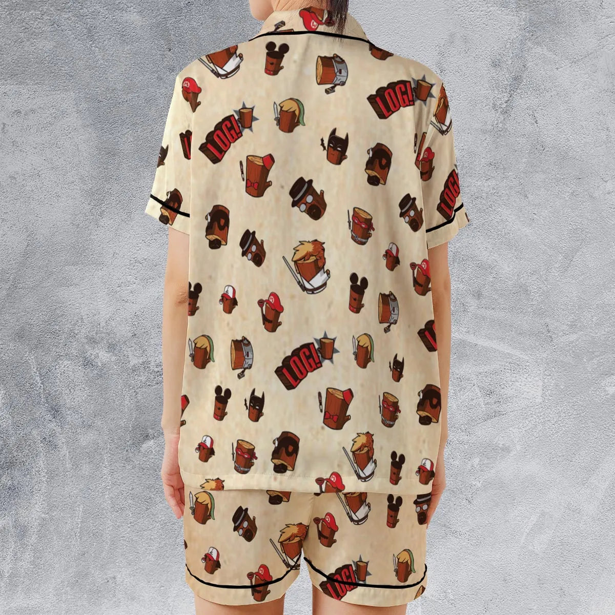 Satin Short-Sleeve Pajamas Set - QZKFZ8QG