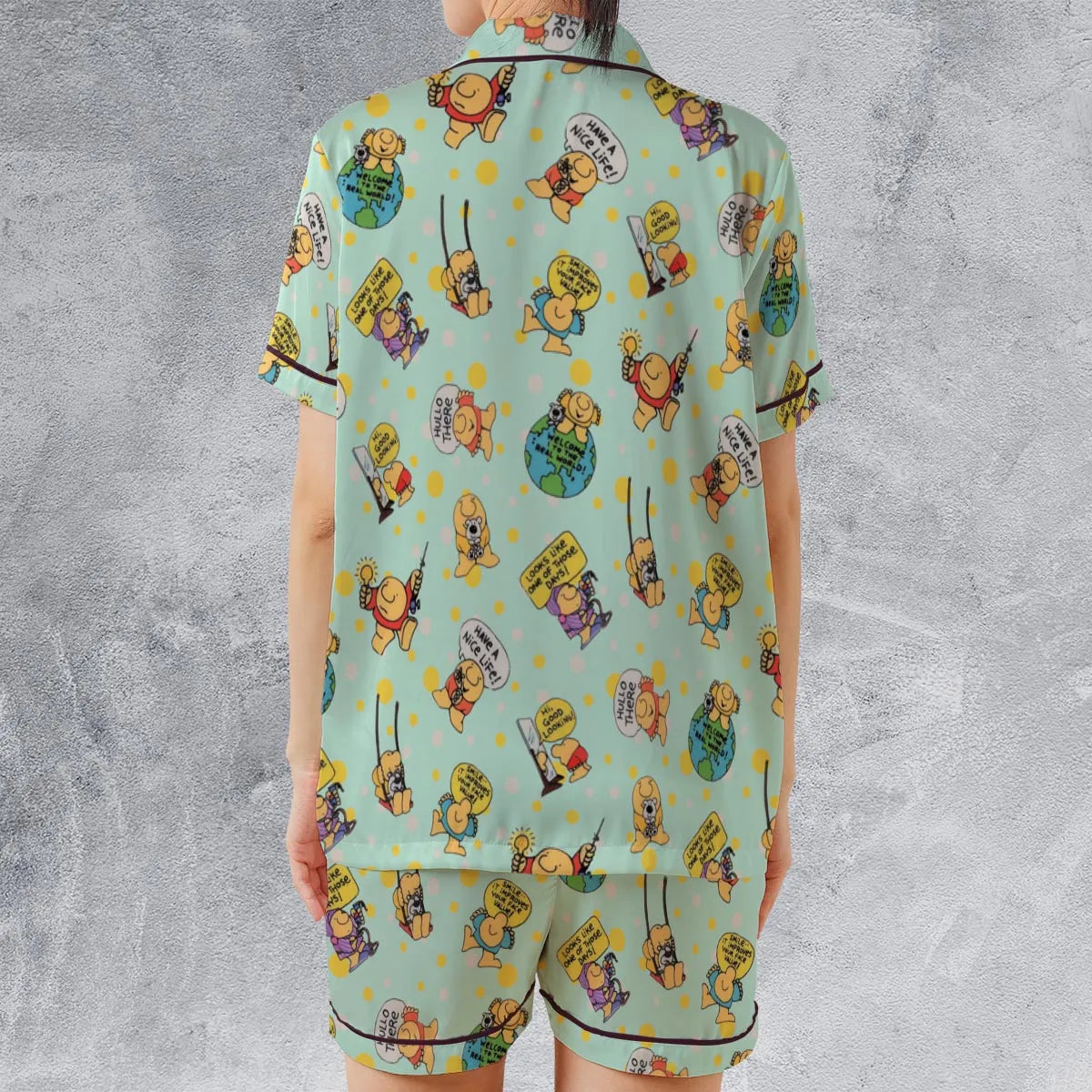 Satin Short-Sleeve Pajamas Set - 7HV5V336