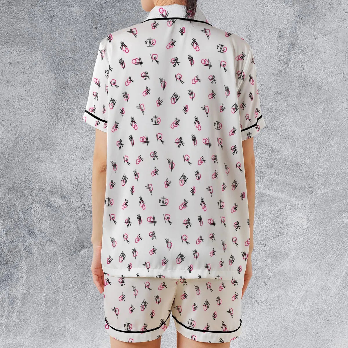 Satin Short-Sleeve Pajamas Set - 4DHMDLWC