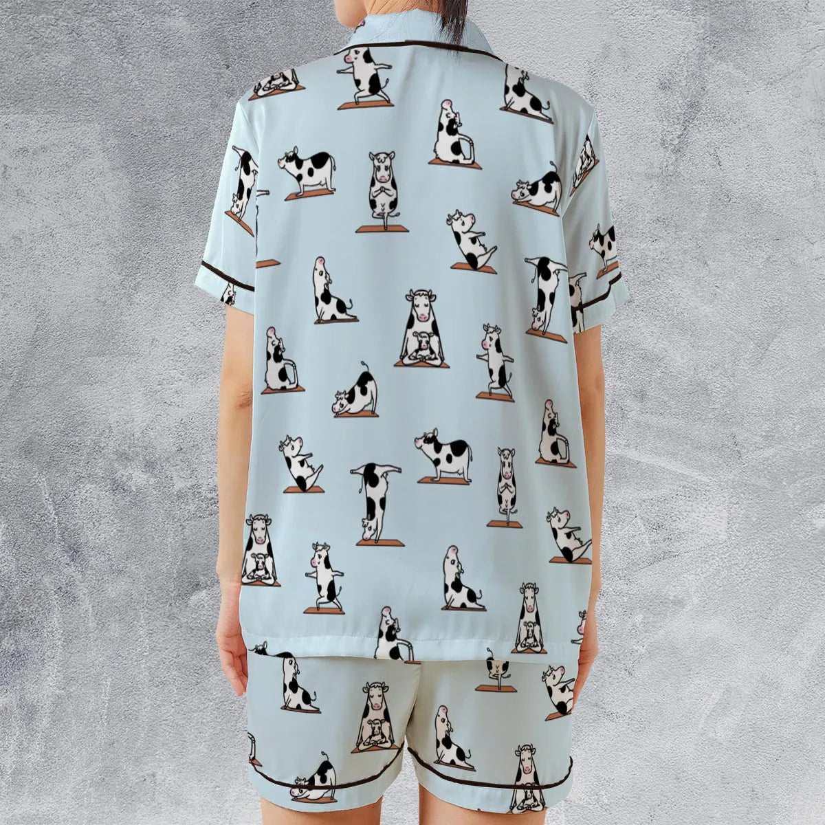 Satin Short-Sleeve Pajamas Set - F8356YDF