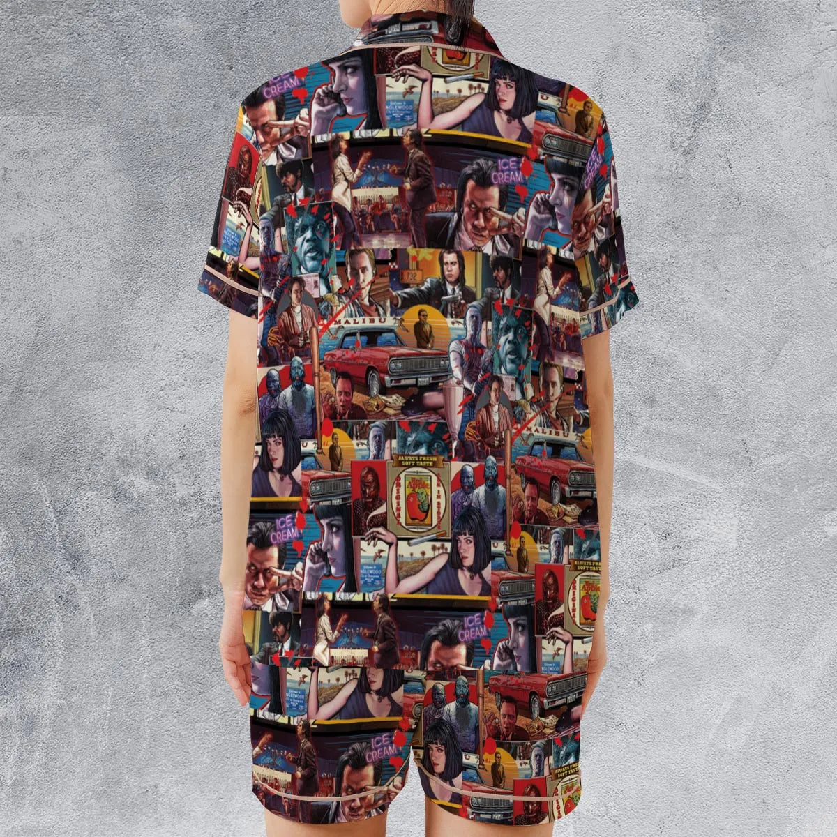 Satin Short-Sleeve Pajamas Set - MWZT14P6