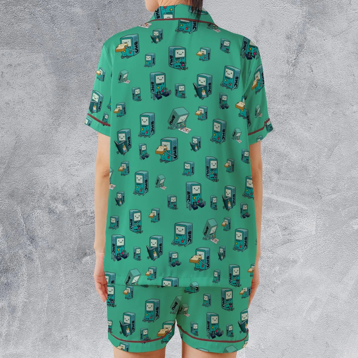 Satin Short-Sleeve Pajamas Set - X87BVP2D