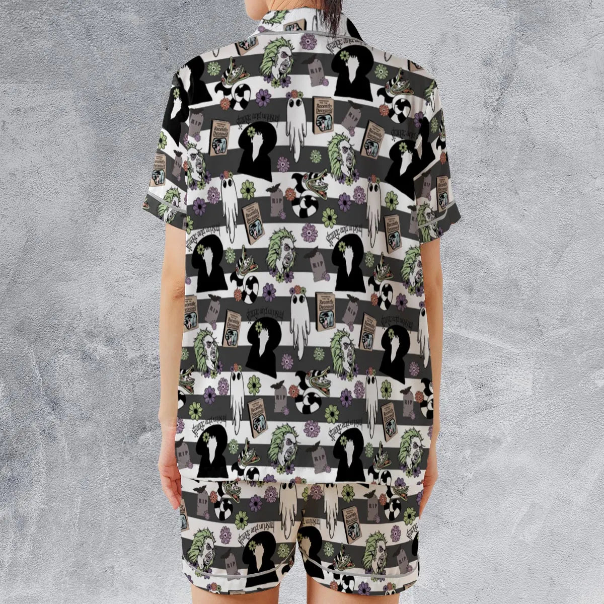 Satin Short-Sleeve Pajamas Set - QANVGNRP