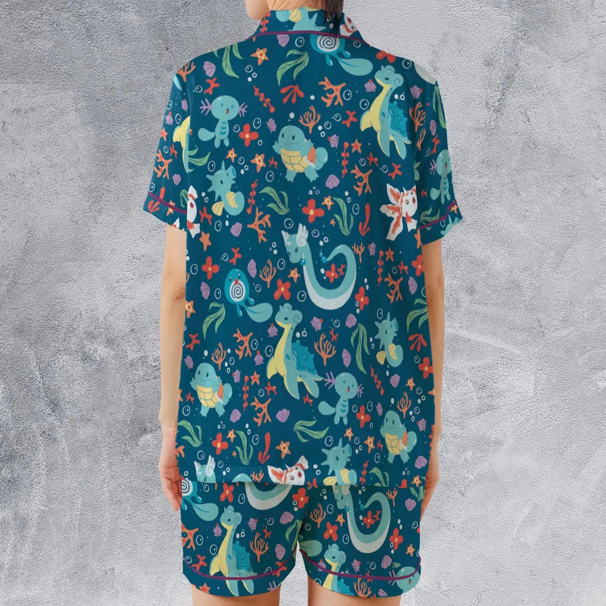 Satin Short-Sleeve Pajamas Set - JREMZCGM