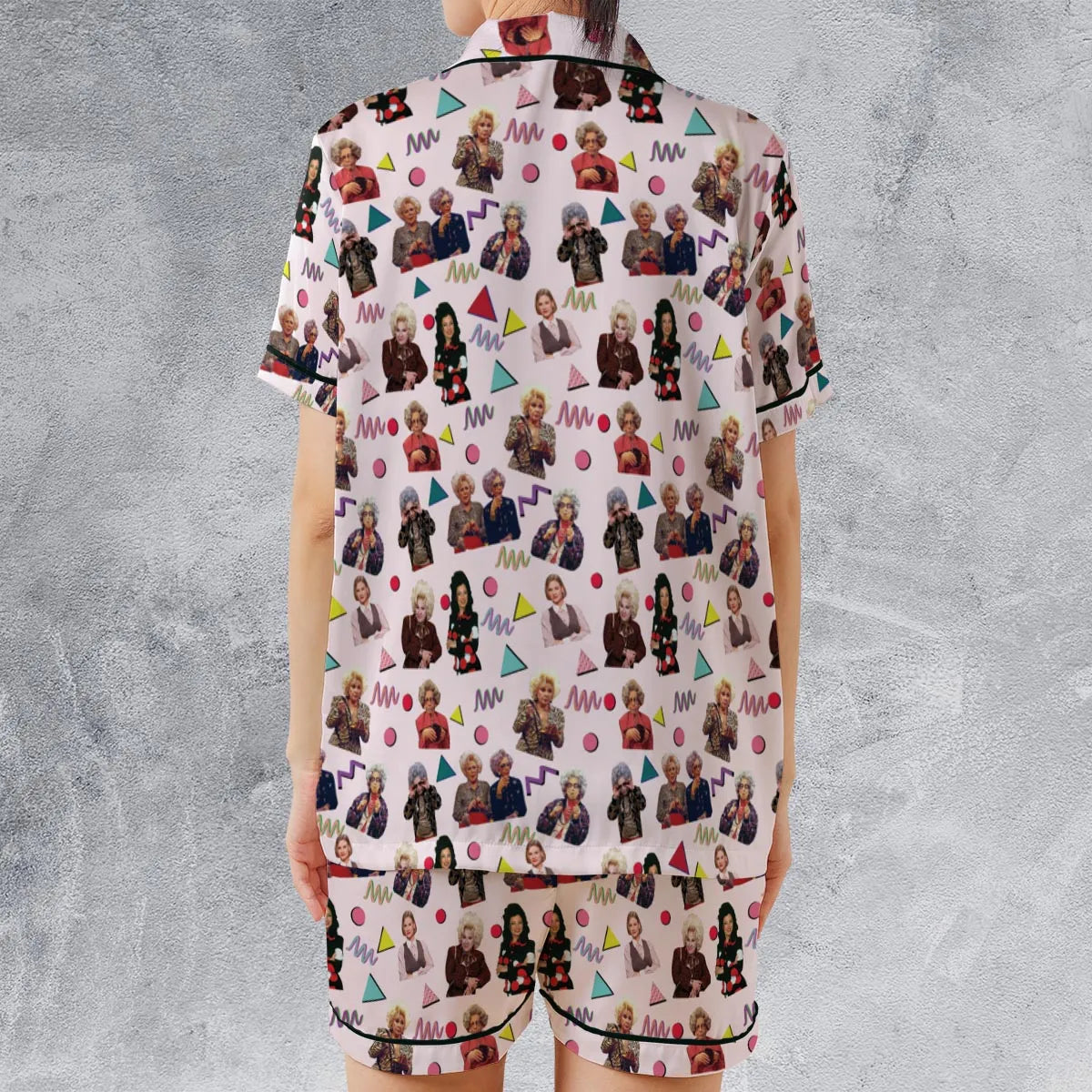 Satin Short-Sleeve Pajamas Set - F8644W3B