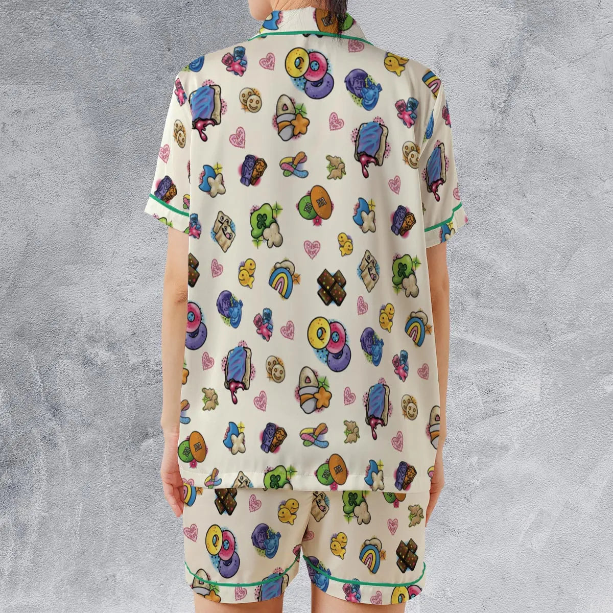 Satin Short-Sleeve Pajamas Set - TJ8DM8Q3