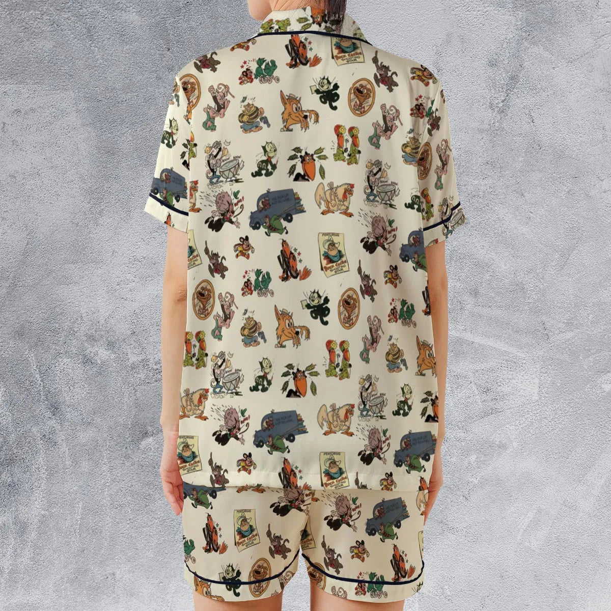Satin Short-Sleeve Pajamas Set - PJ3AHQ8K