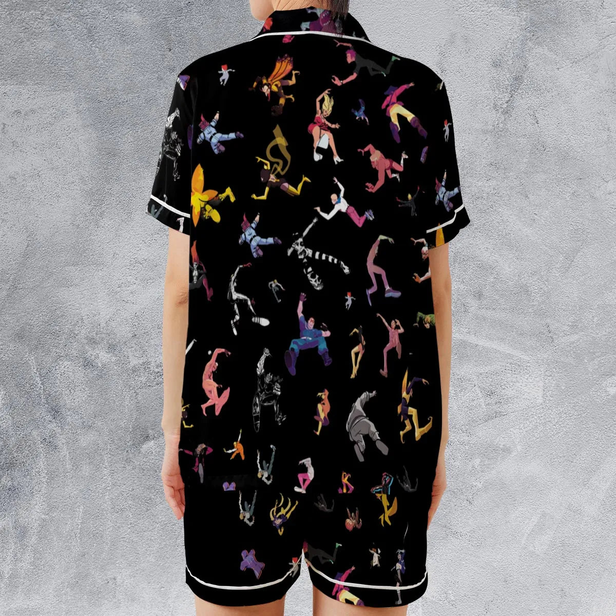 Satin Short-Sleeve Pajamas Set - KHNUWB11