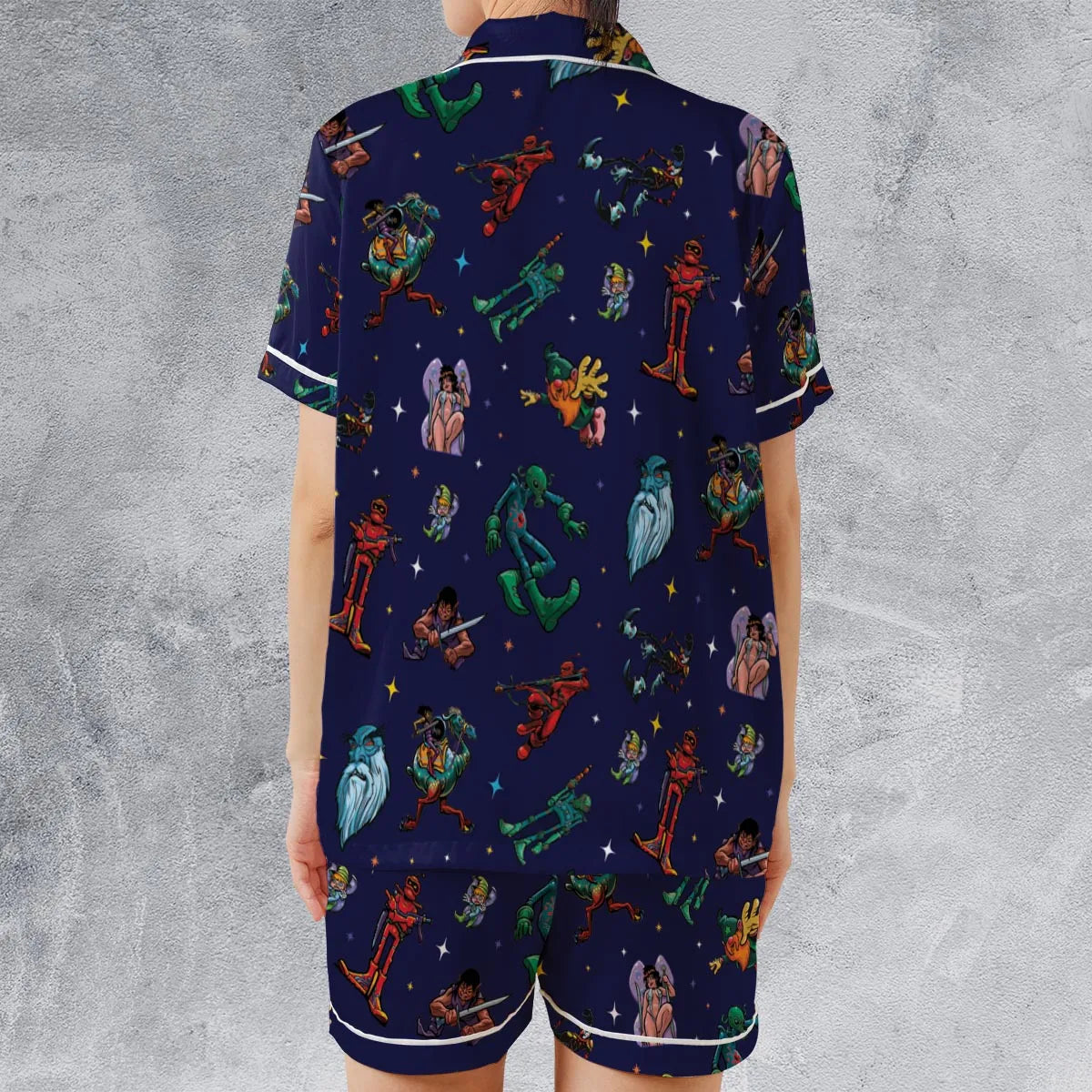 Satin Short-Sleeve Pajamas Set - 6AW6R51W