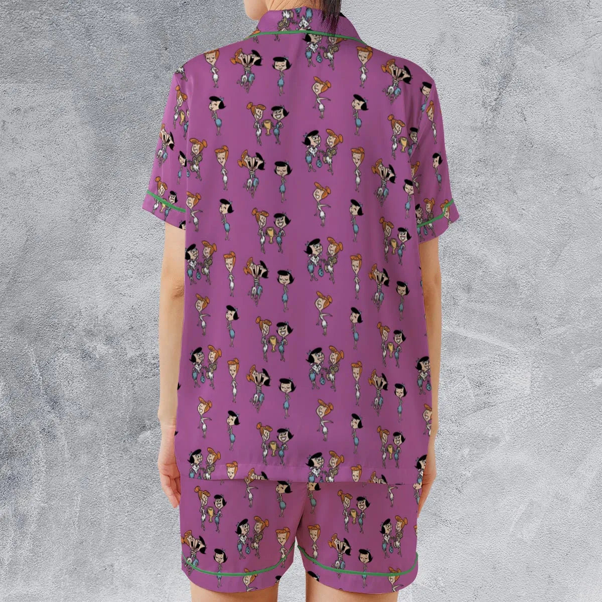 Satin Short-Sleeve Pajamas Set - S2PW1Y8E