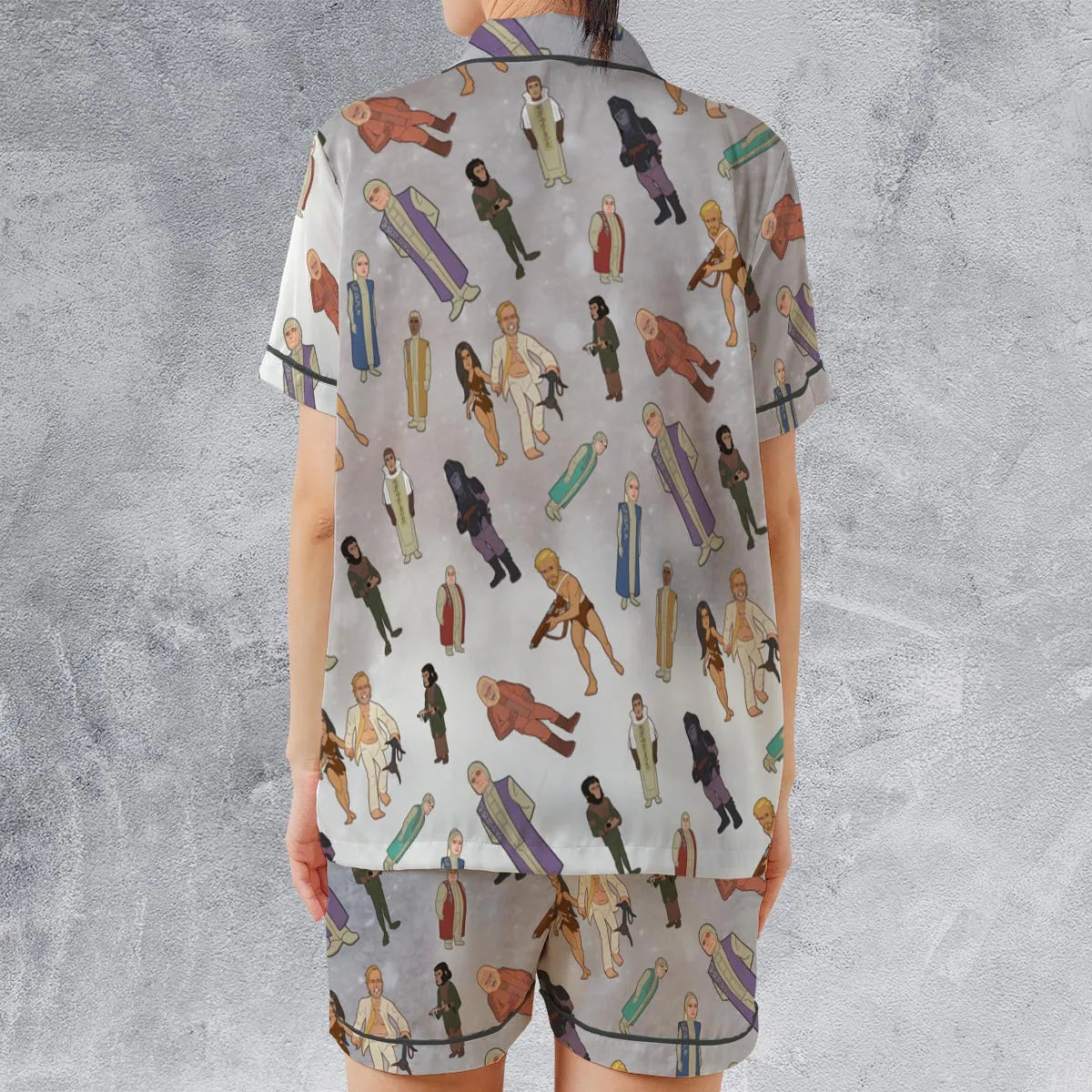 Satin Short-Sleeve Pajamas Set - U3516K9Q