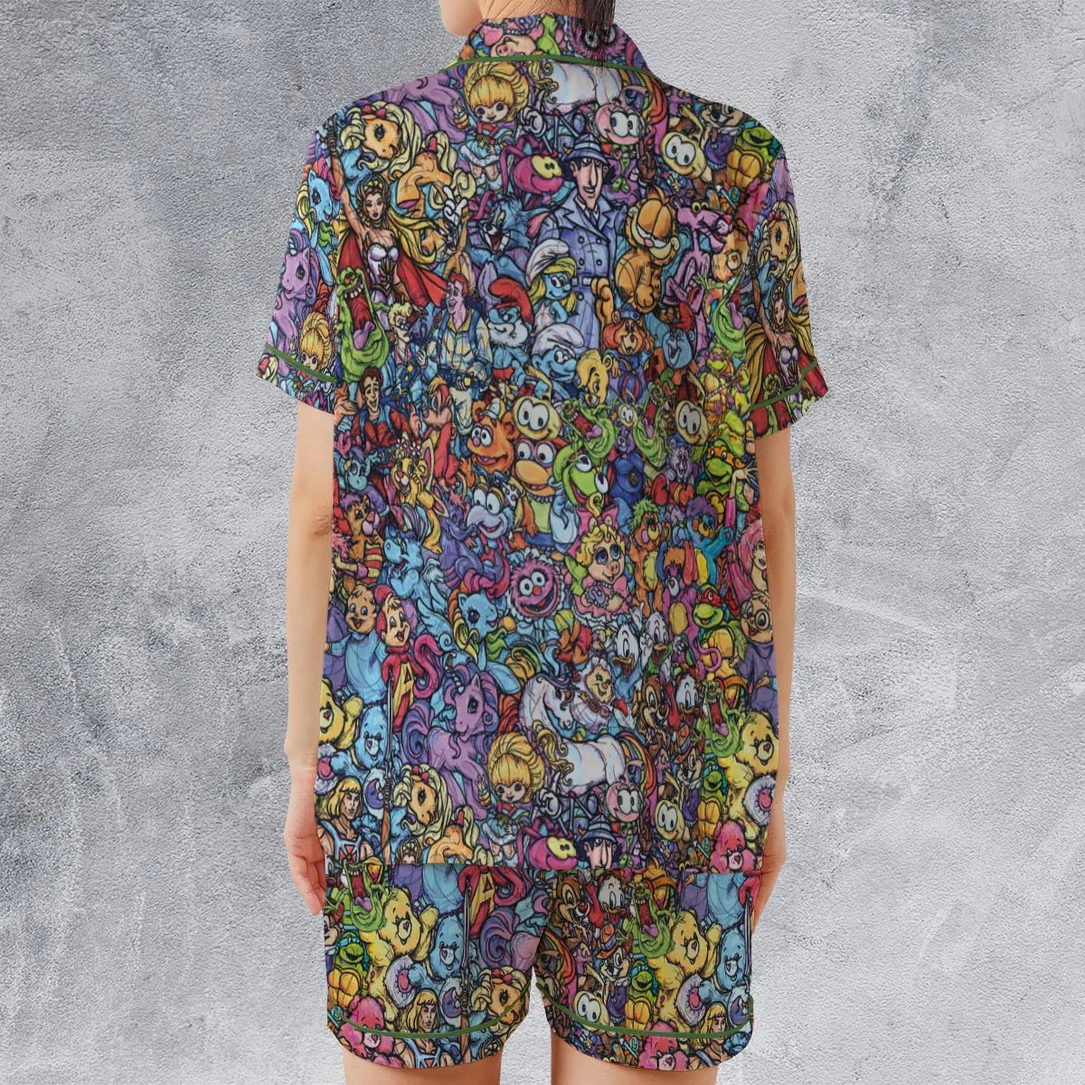 Satin Short-Sleeve Pajamas Set - 4UXPUYUA