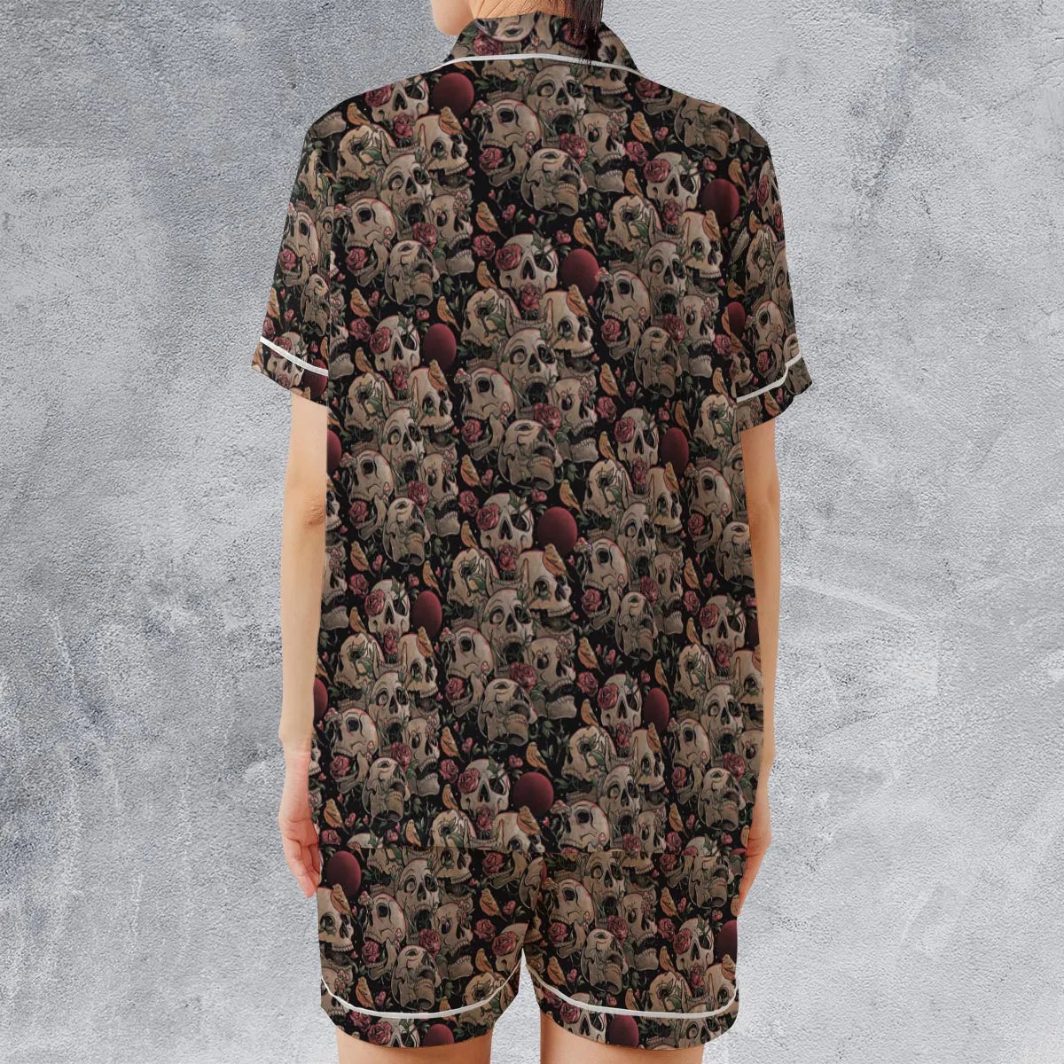 Satin Short-Sleeve Pajamas Set - ABABQ2UP