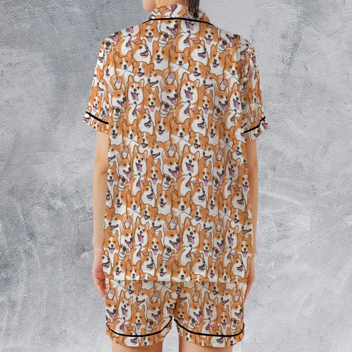 Satin Short-Sleeve Pajamas Set - U2BQN8S3