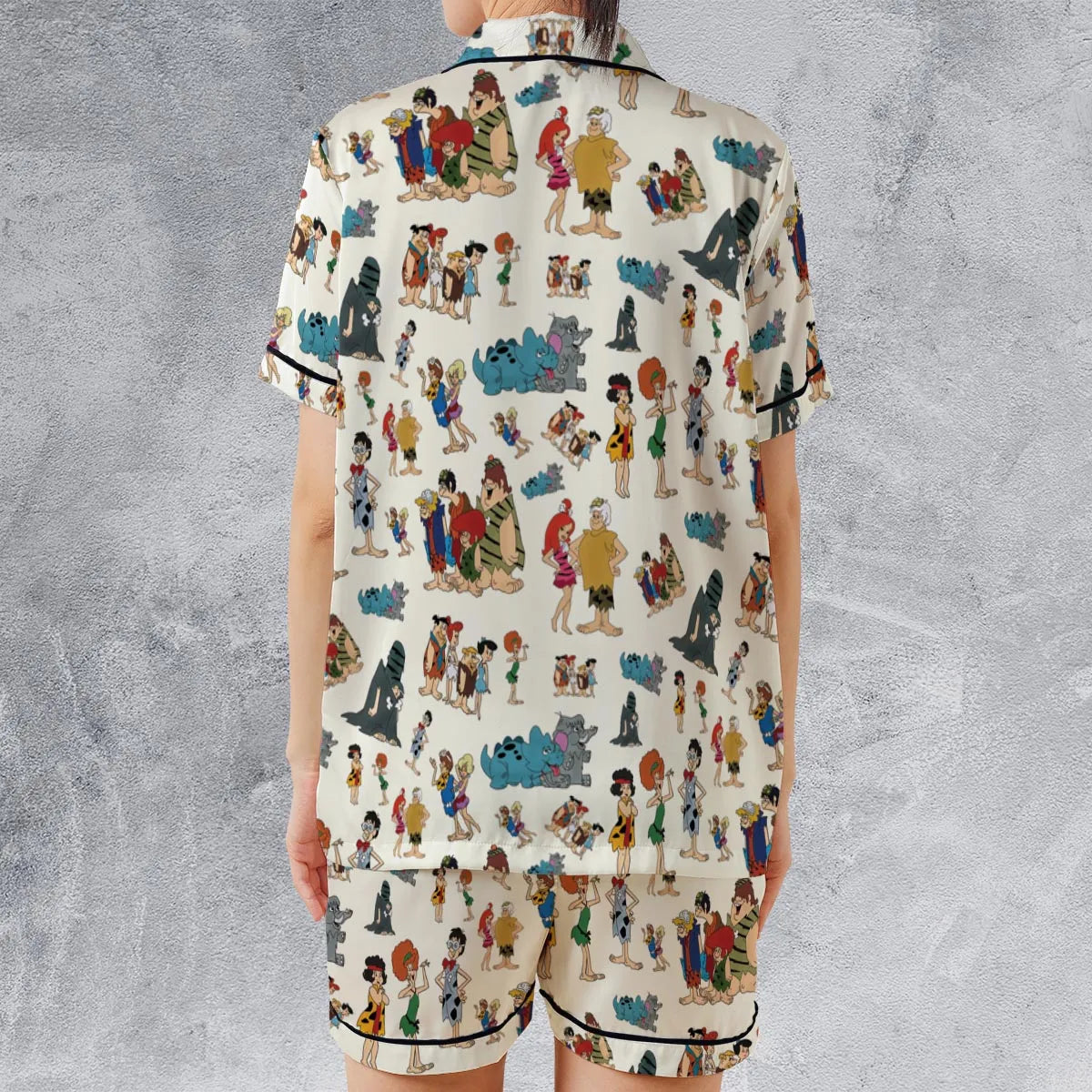 Satin Short-Sleeve Pajamas Set - 69YGANJE