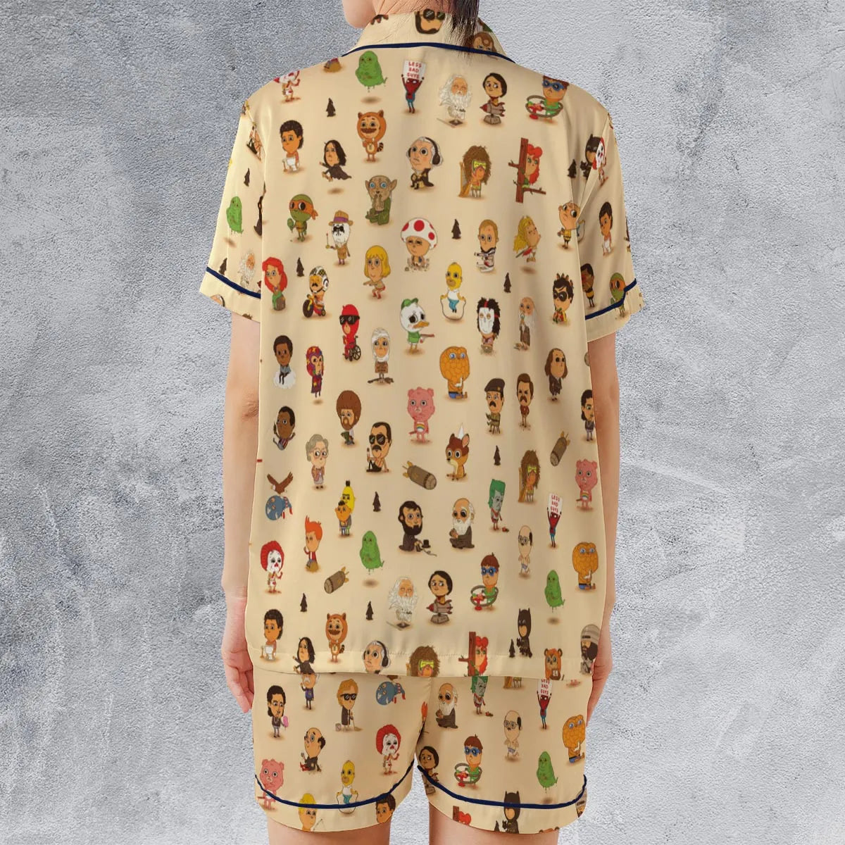 Satin Short-Sleeve Pajamas Set - 96GA29PP