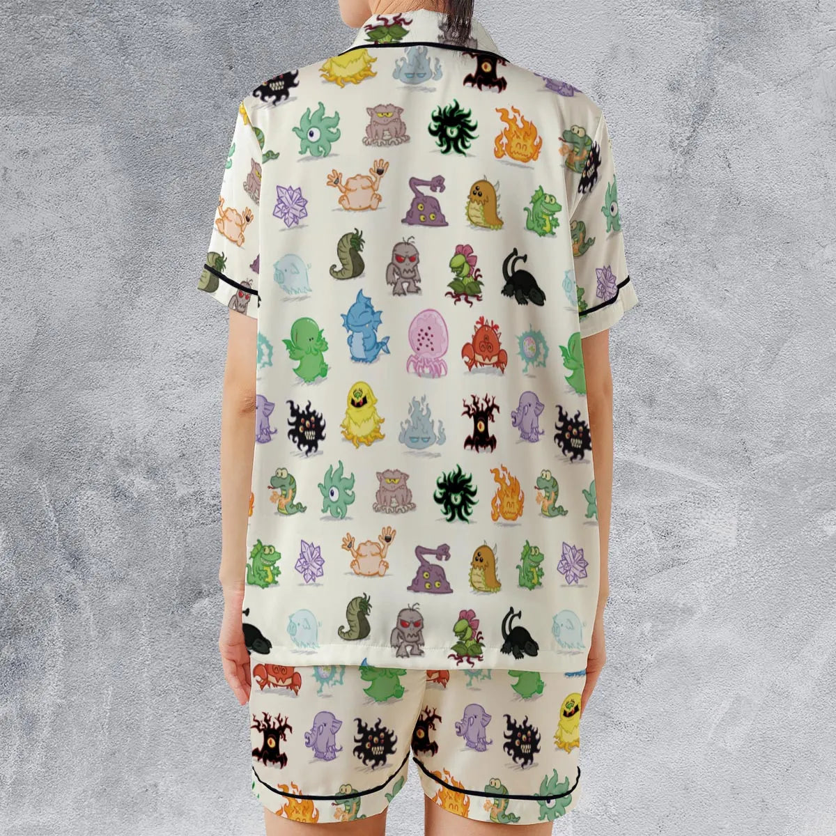 Satin Short-Sleeve Pajamas Set - TMQG4MUY