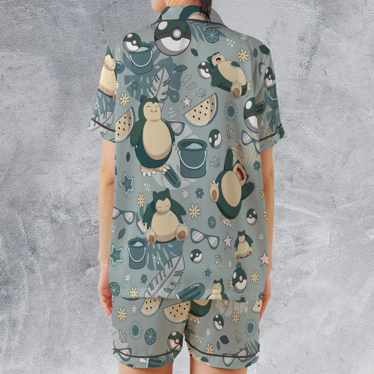Satin Short-Sleeve Pajamas Set - 6BMK14UN