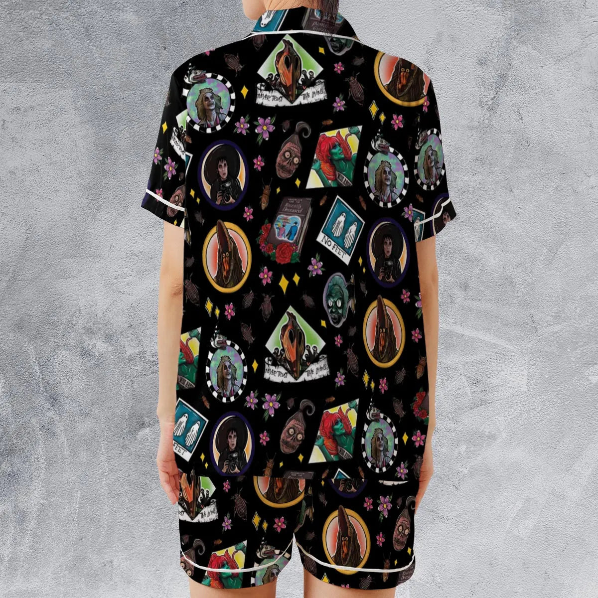 Satin Short-Sleeve Pajamas Set - BSHY1EMJ