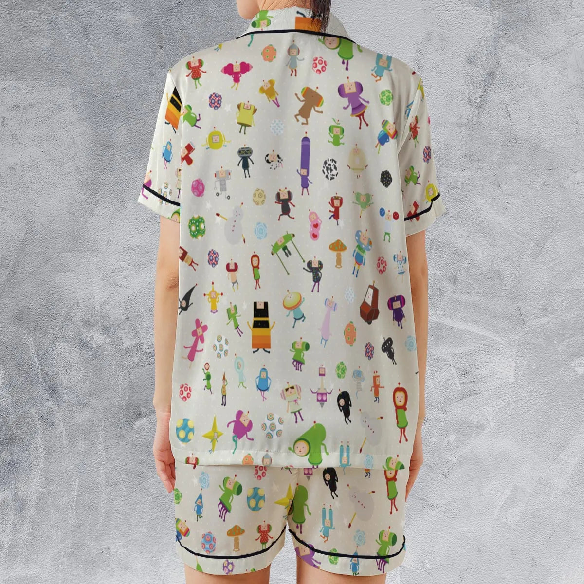 Satin Short-Sleeve Pajamas Set - CVU3D3GS
